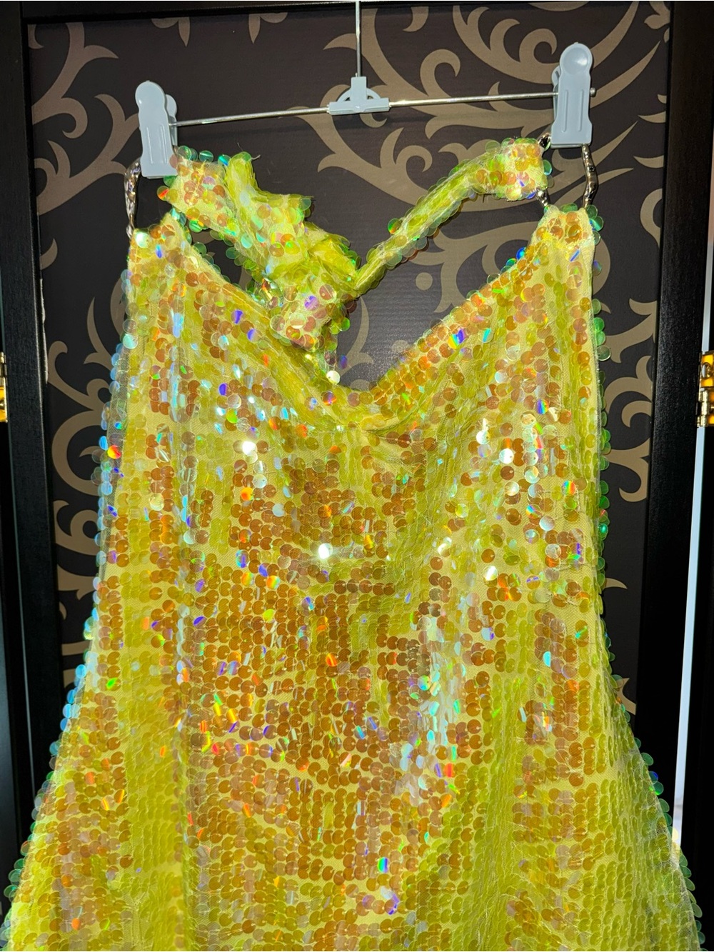 Fashion Nova Neon Yellow Sequin Dress - Picture 3 of 8